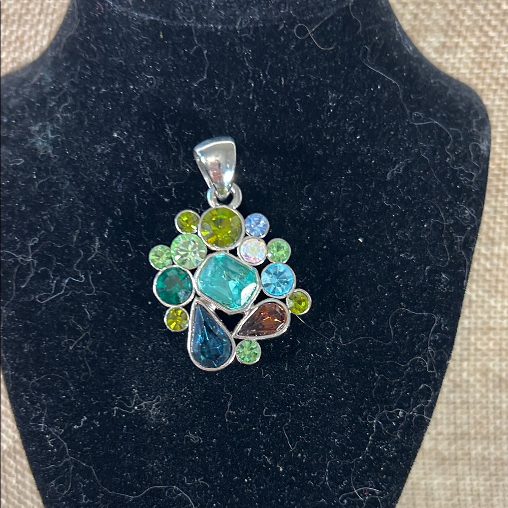 Multicolor Crystal Cluster Pendant Necklace - Women Jewelry